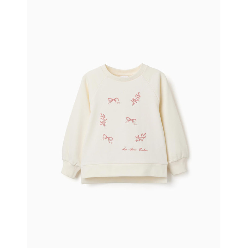 Sudadera con estampado en relieve Arts para niña, blanco/rosa-Zippy