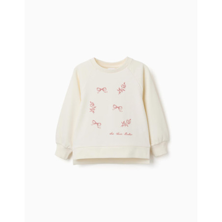 Sudadera con estampado en relieve Arts para niña, blanco/rosa-Zippy