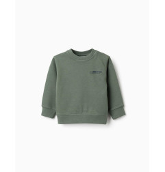 Sudadera de algodón con estampado ZY para bebé niño, verde oscuro-Zippy