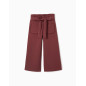 Pantalón de pierna ancha de punto Roma con cinturón para niña, marrón-Zippy