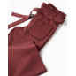 Pantalón de pierna ancha de punto Roma con cinturón para niña, marrón-Zippy