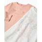 2 camisetas de manga larga con estampados para bebé niña, rosa/blanco-Zippy