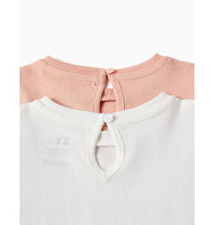 2 camisetas de manga larga con estampados para bebé niña, rosa/blanco-Zippy