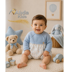 Pelele punto y tejido algodón estampado Nube”bear in a parachute”-Mac Ilusion