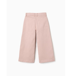 Pantalón de pierna ancha de sarga con bolsillos para niña, rosa claro-Zippy