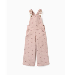 Peto de pierna ancha de sarga con estampado floral para niña, rosa-Zippy