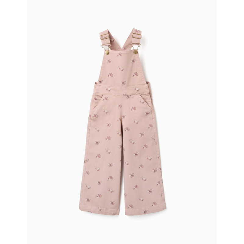 Peto de pierna ancha de sarga con estampado floral para niña, rosa-Zippy