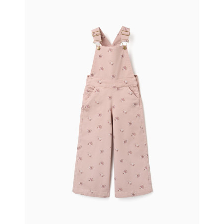 Peto de pierna ancha de sarga con estampado floral para niña, rosa-Zippy
