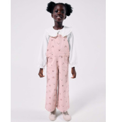 Peto de pierna ancha de sarga con estampado floral para niña, rosa-Zippy