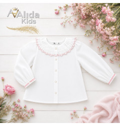 Blusa Niña Cuello Bordado-Zippy