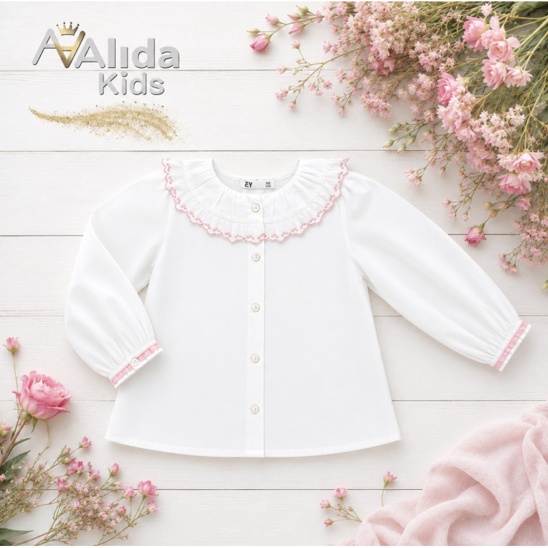 Blusa Niña Cuello Bordado-Zippy