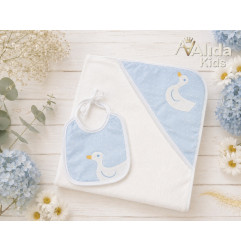 Pack Capa de  Baño y Babero Familia Patito 1m×1m-Sardon