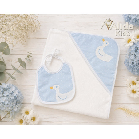 Pack Capa de  Baño y Babero Familia Patito 1m×1m-Sardon
