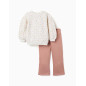 Conjunto de chándal perchado con estampado floral para niña, blanco/rosa-Zippy