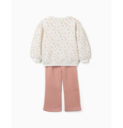 Conjunto de chándal perchado con estampado floral para niña, blanco/rosa-Zippy
