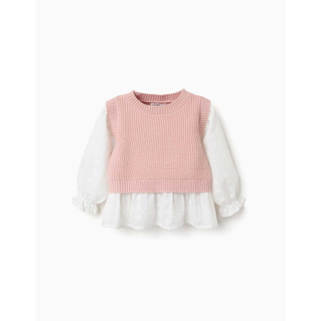 Jersey combinado para bebé niña, blanco/rosa claro-Zippy