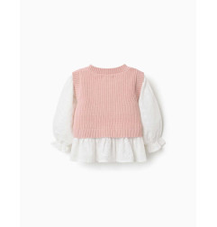 Jersey combinado para bebé niña, blanco/rosa claro-Zippy