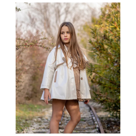 Abrigo Gabardina Charol Hueso - Bóetie Kids