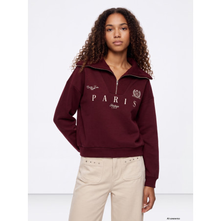 Sudadera granate cremallera Paris-Tiffosi