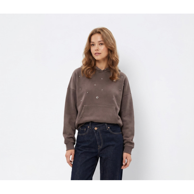 Sudadera oversize gris con capucha-Tiffosi
