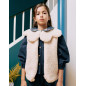 Chaleco acolchado de sherpa con maxi cuello para niña, blanco-Zippy