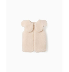Chaleco acolchado de sherpa con maxi cuello para niña, blanco-Zippy