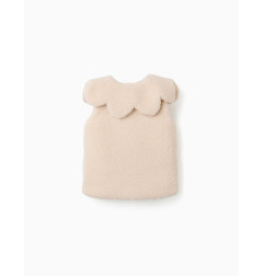 Chaleco acolchado de sherpa con maxi cuello para niña, blanco-Zippy