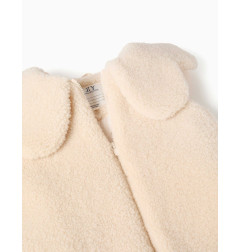 Chaleco acolchado de sherpa con maxi cuello para niña, blanco-Zippy