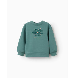 Sudadera perchada con motivo de arte y naturaleza para niña, azul verdoso-Zippy