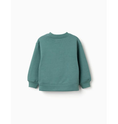 Sudadera perchada con motivo de arte y naturaleza para niña, azul verdoso-Zippy