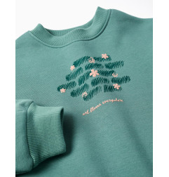 Sudadera perchada con motivo de arte y naturaleza para niña, azul verdoso-Zippy