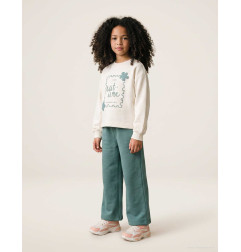 Conjunto de chándal perchado con estampado de arte para niña, blanco/verde-Zippy