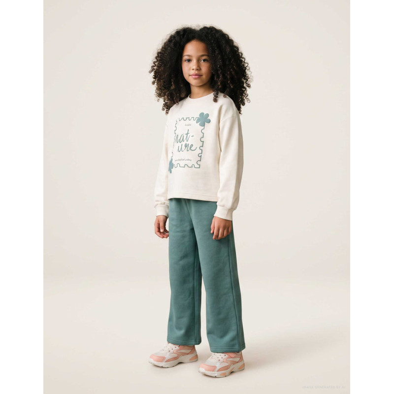 Conjunto de chándal perchado con estampado de arte para niña, blanco/verde-Zippy