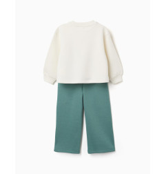 Conjunto de chándal perchado con estampado de arte para niña, blanco/verde-Zippy
