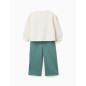 Conjunto de chándal perchado con estampado de arte para niña, blanco/verde-Zippy