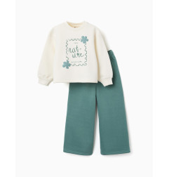 Conjunto de chándal perchado con estampado de arte para niña, blanco/verde-Zippy