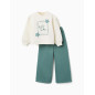 Conjunto de chándal perchado con estampado de arte para niña, blanco/verde-Zippy