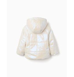 Chaqueta acolchada reversible con capucha y forro para niña, blanco-Zippy