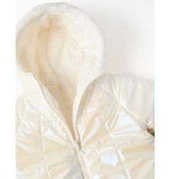 Chaqueta acolchada reversible con capucha y forro para niña, blanco-Zippy