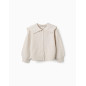 Cardigan de punto con cuello bordado para niña, beige claro-Zippy