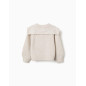 Cardigan de punto con cuello bordado para niña, beige claro-Zippy
