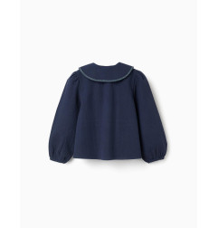 Blusa de manga larga de algodón con flores bordadas para niña, i