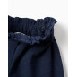 Pantalón de pierna ancha de algodón con flores para niña, azul marino-Zippy