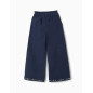 Pantalón de pierna ancha de algodón con flores para niña, azul marino-Zippy