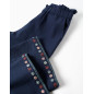 Pantalón de pierna ancha de algodón con flores para niña, azul marino-Zippy