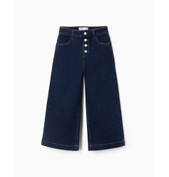 Vaqueros de pierna ancha con automáticos para niña, azul oscuro-Zippy