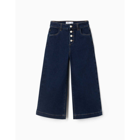 Vaqueros de pierna ancha con automáticos para niña, azul oscuro-Zippy