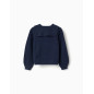 Jersey de punto con cuello festoneado para niña, azul marino-Zippy