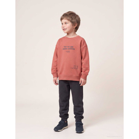 Chándal perchado con estampado para niño, terracota/gris oscuro-Zippy