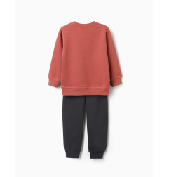 Chándal perchado con estampado para niño, terracota/gris oscuro-Zippy
